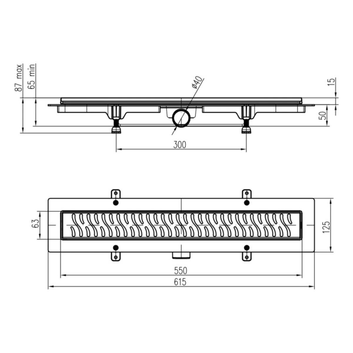 Линиски сифон црн 550мм Дн40 класик мат - Image 2