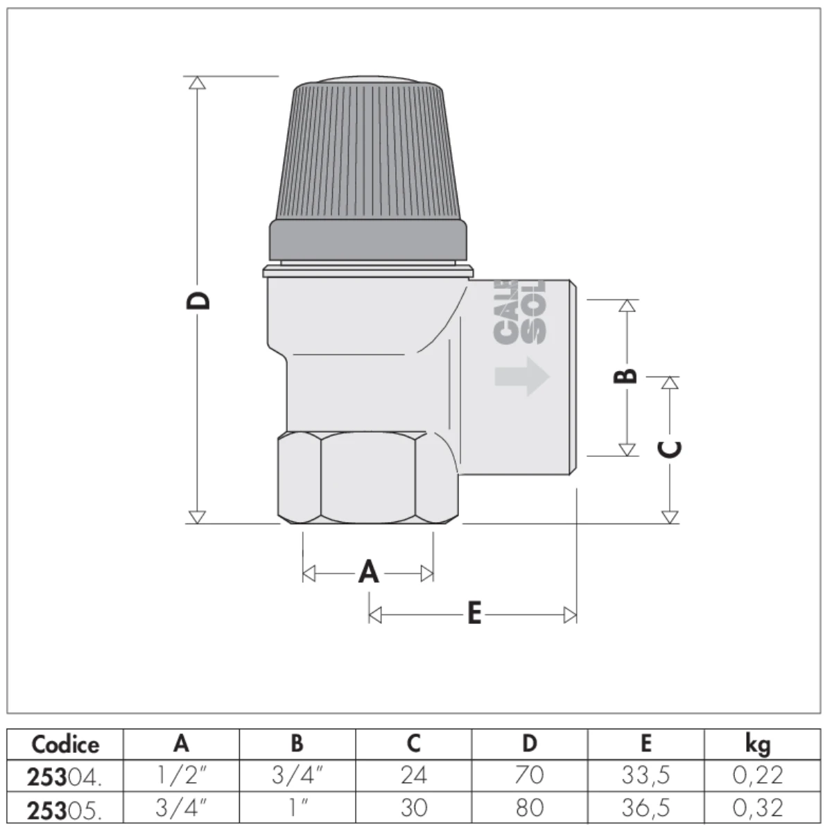 Сигурносен вентил солар 1/2″ 6 бар Caleffi