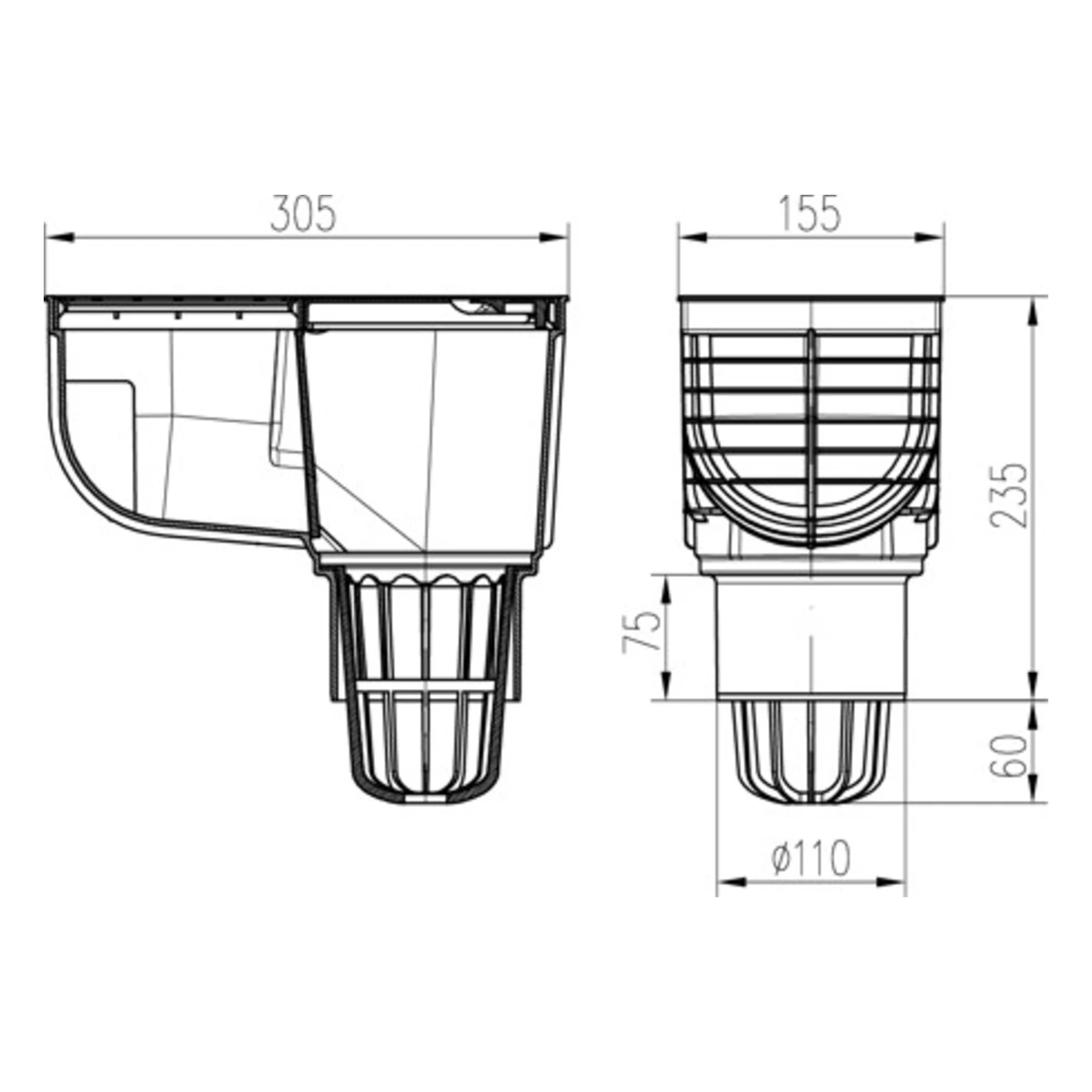 Уличен сифон за олук Дн110 - Image 2