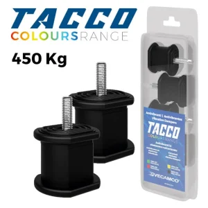 Антивибрациски амортизери TACCO црни до 450 kg 40×40 mm сет од 4 Vecamco