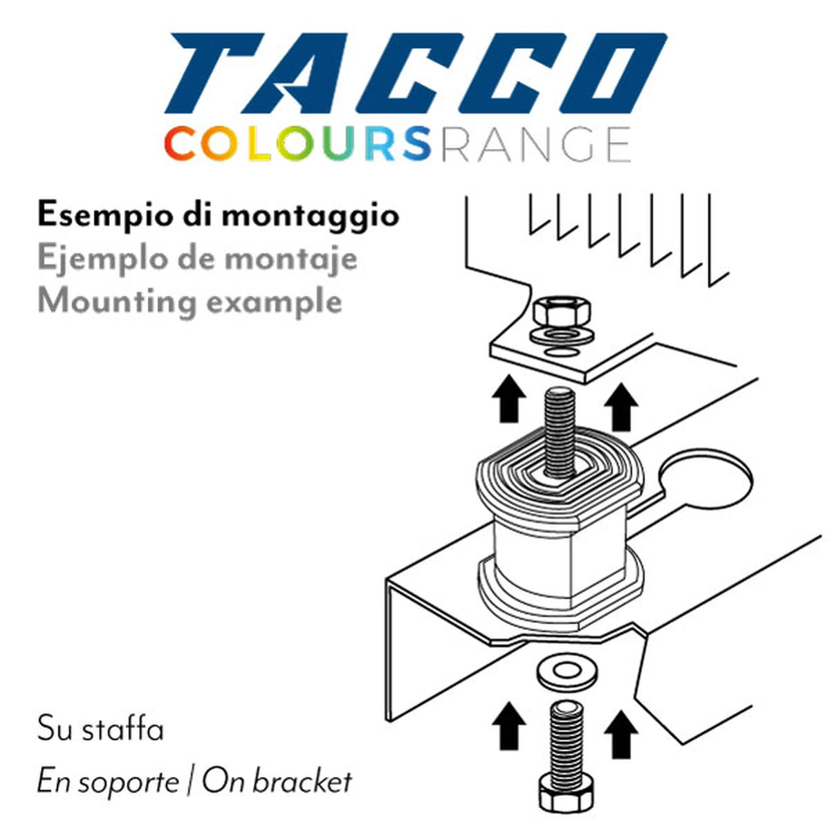 Антивибрациски амортизери TACCO црни до 450 kg 40×40 mm сет од 4 Vecamco
